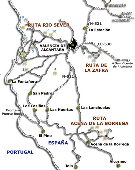 Plano Ruta Megalítica de Valencia de Alcántara